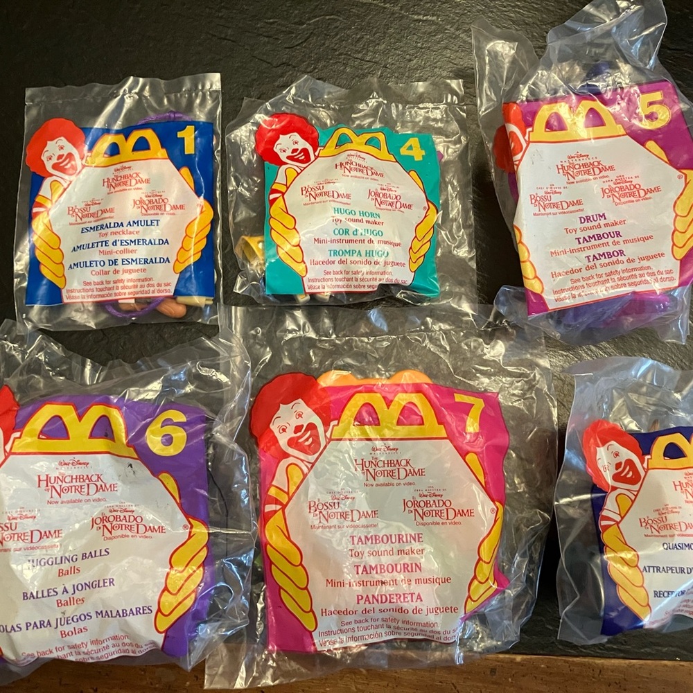DISNEY'S THE HUNCHBACK OF NOTRE DAME MCDONALD'S HAPPY MEAL TOYS # 1 4 5 6 7 8.